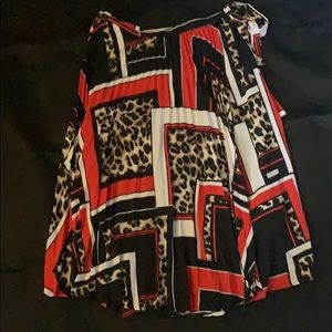 Mixed print pleated skirt
